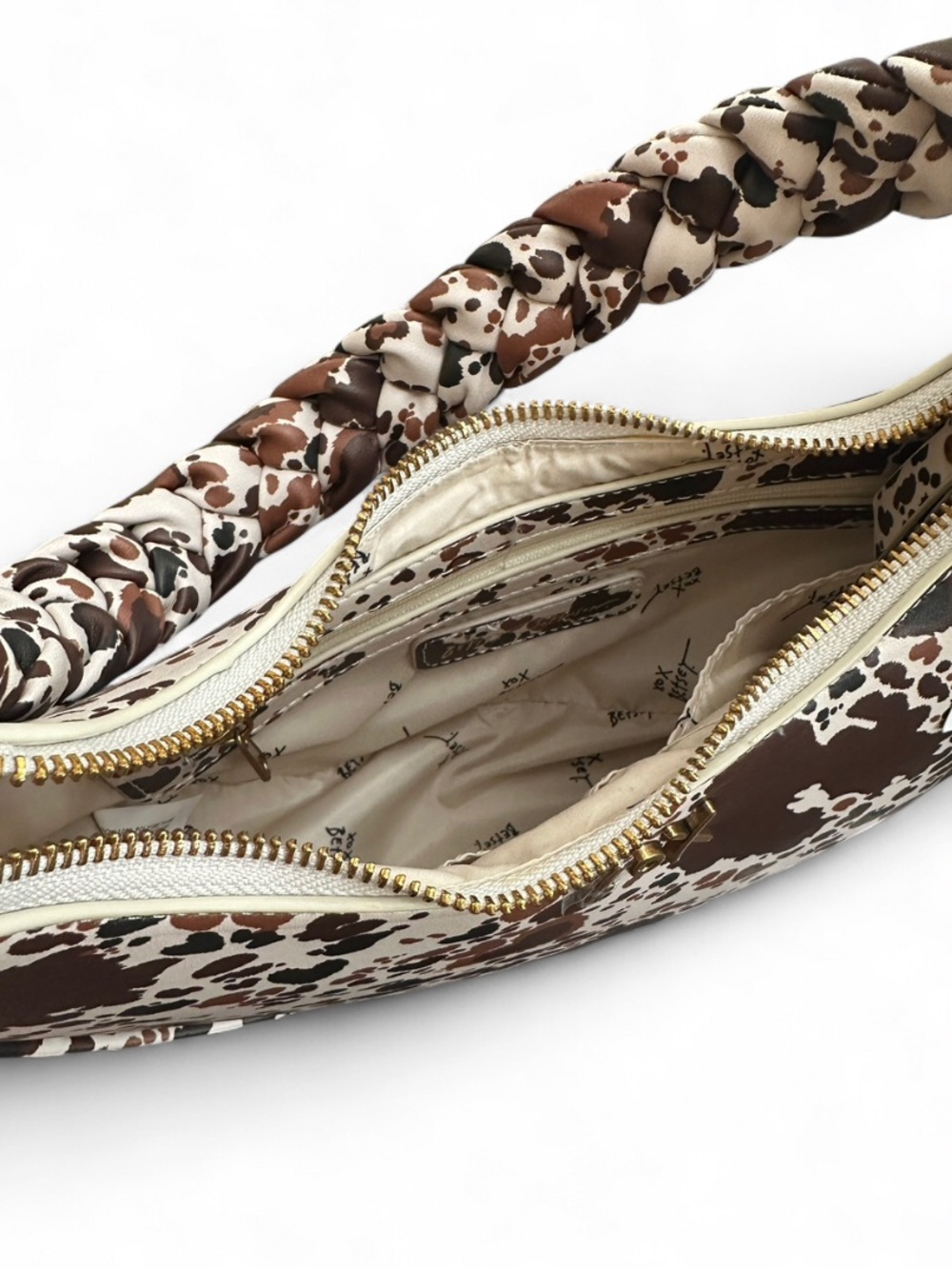 NWT Crescent Animal Print Shoulder Bag, Braided Strap - Picture 6 of 6